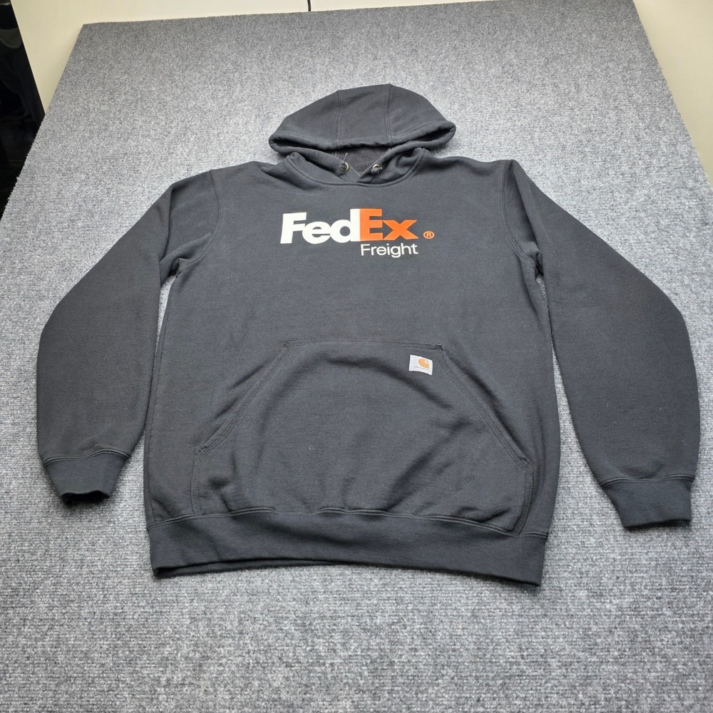 Carhartt K121 FedEx Freight Hoodie Men's Medium Regular Black Workwear Pullover - Picture 2 of 6